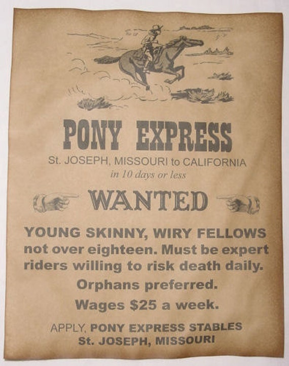 Set of 5 Old West Notice Posters Pony Express by McMinnies on Etsy