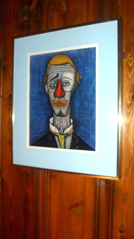 Classic Metal Framed Bernard Buffet 55 Lithograph Tete de