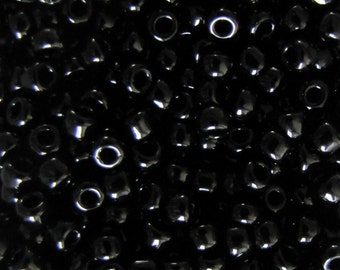 Opaque Black Seed Beads, 8/0 Seed Beads, Opaque Seed Beads, Japanese Seed Beads, Black Seed Beads, #4484 - 40 grams Item #409
