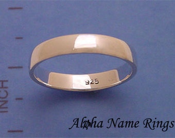 Personalized Solid 925 Sterling Silver 6mm Flat Top Name Ring