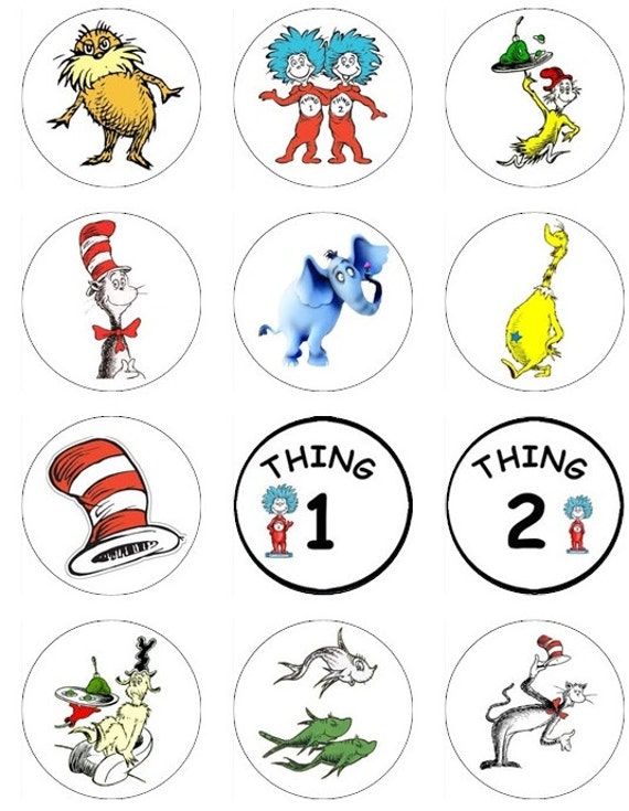 Items similar to Edible Dr. Seuss Cupcake or cookie toppers A variety