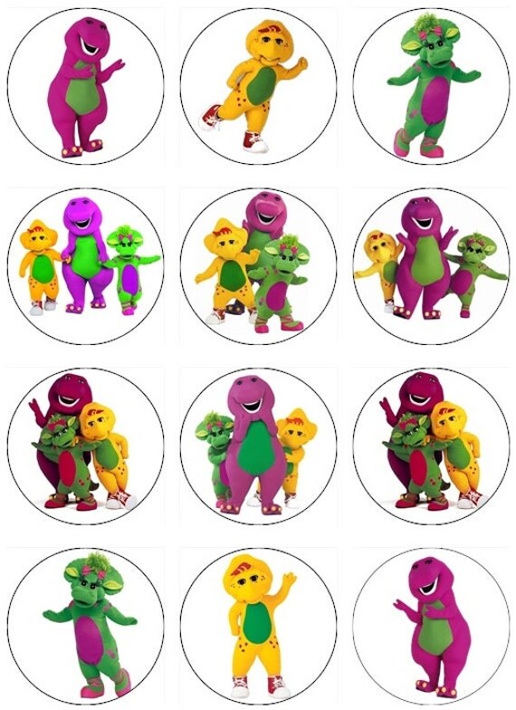 Items Similar To Barney Edible Cupcake Toppers 12 Barnie Edible Images