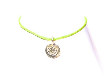 String Lotus Wish Bracelet available in gold or silver - Wish Bracelet - Lotus Wish Bracelet - cotton cord - Choose Your Own Color