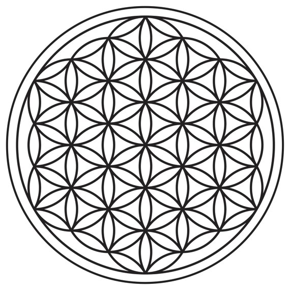 Flower of Life Black & White 12 x 12 Print by