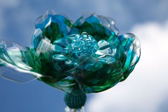 Peacock Brooch Bouquet jeweled wedding wand, Chihuly inspired, bridal, heart, Tiffany blue, teal, turquoise flower,
