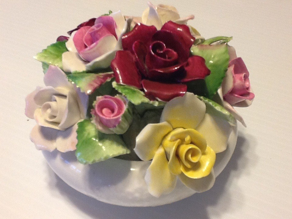 Royal Doulton Bone China Flower Basket signed vintage