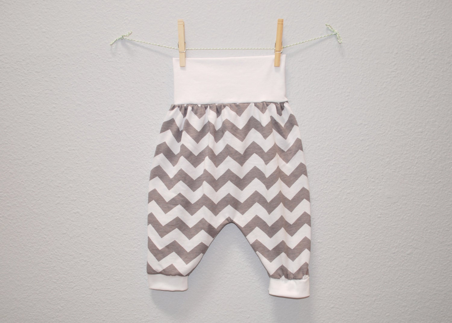 Harem Toddler  pants Chevrons Pants on with pattern Gray genie shopmaisiejayne baby by Baby