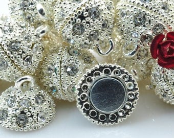 10 Sets of Silver plated Crystal Magnetic Clasp in 14mm