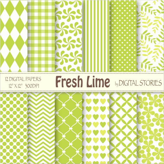 Lime Green Digital Paper: FRESH LIME Scrapbook