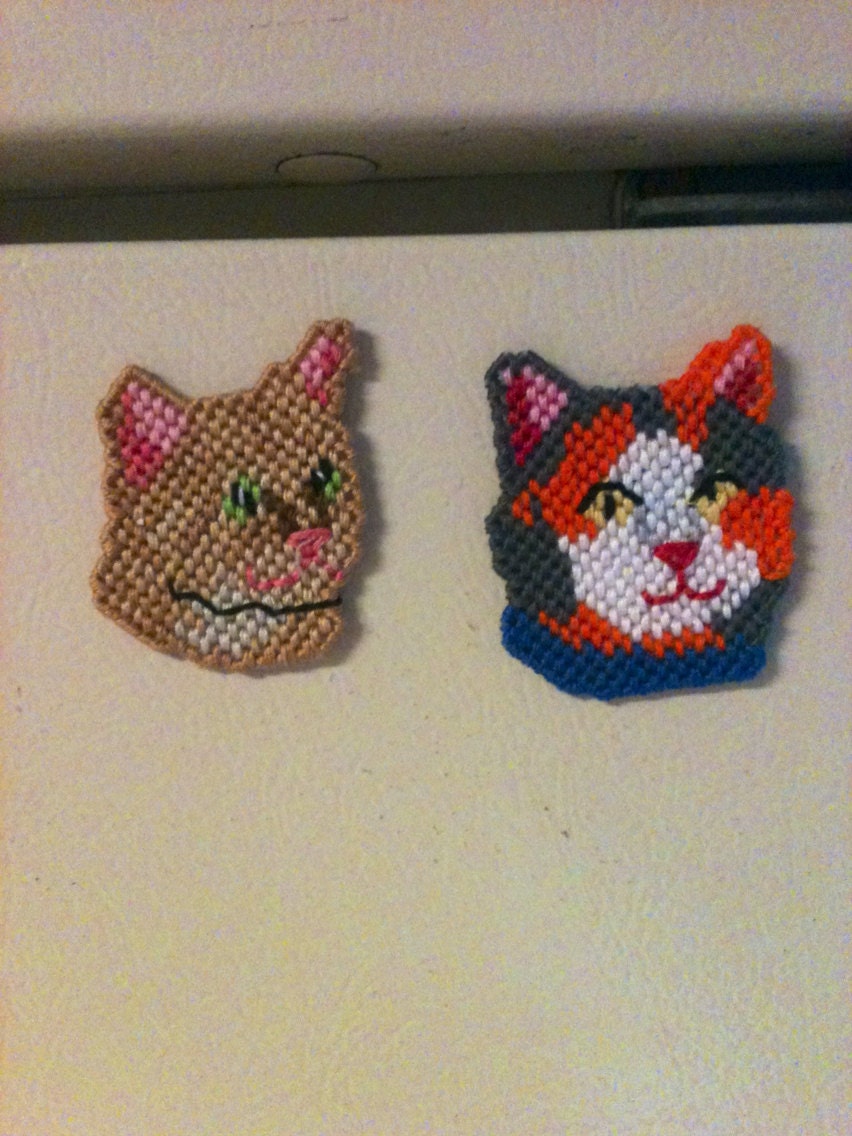 Plastic Canvas Cat Magnets