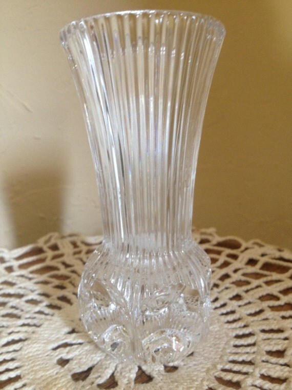Vintage Elegant Crystal Bud vase with thumbprint base