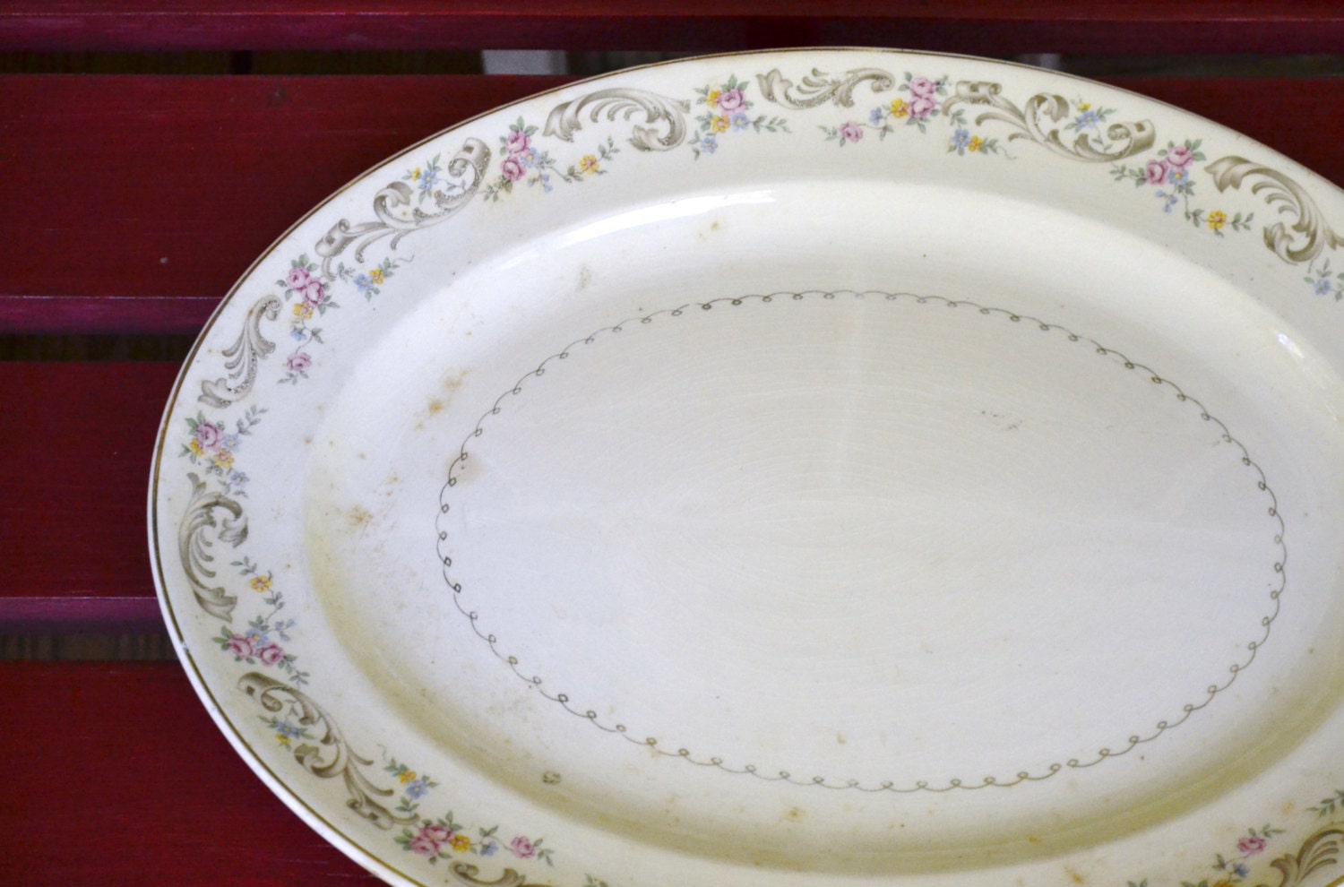 Vintage Paden City Pottery Large Serving Platter Rustic