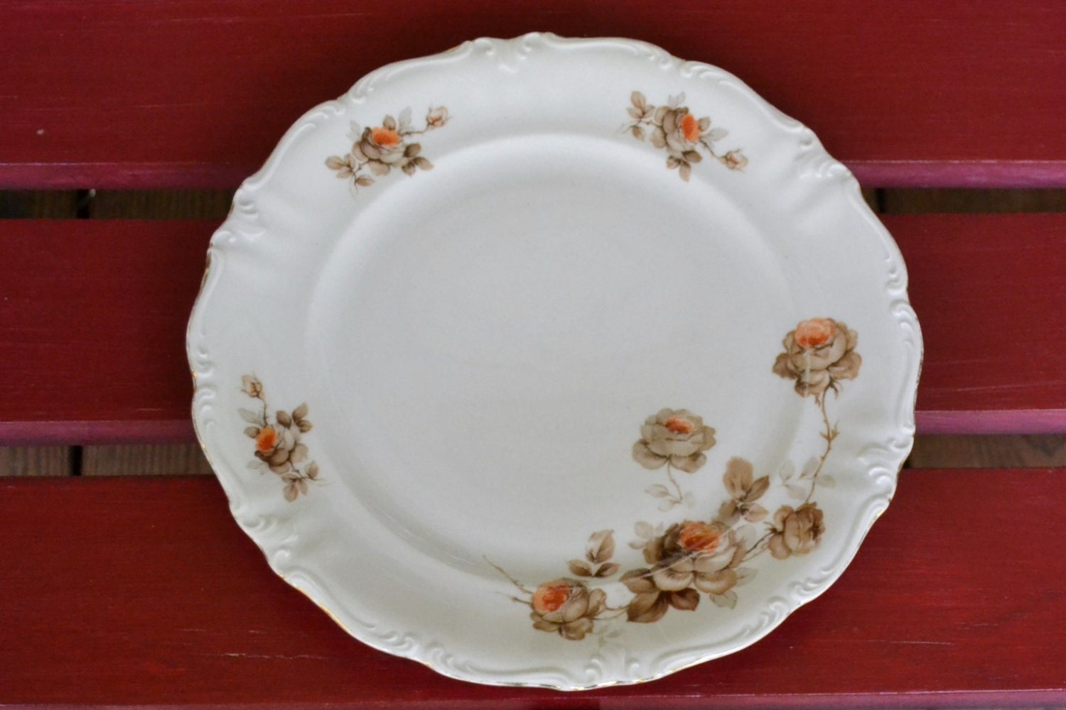 Vintage Winterling Bavaria Germany Dinner Plate Brown Rose