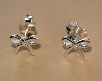 Sterling Silver Earrings, Bow Studs Earrings, Stud Earrings, Tiny Earrings, Handmade