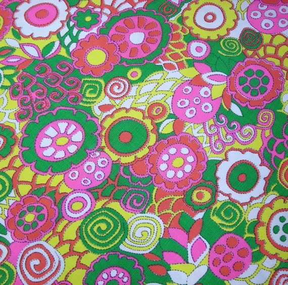 1960s Flower Power Fabric 1 Plus Yards by rosiemoonbeams on Etsy