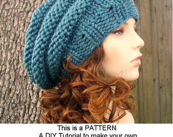 Instant Download Knitting Pattern - Knit Hat Pattern Original and Oversized B...
