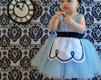 ALICE IN WONDERLAND dress retro Apron dress for girls fun for tea party handmade costume