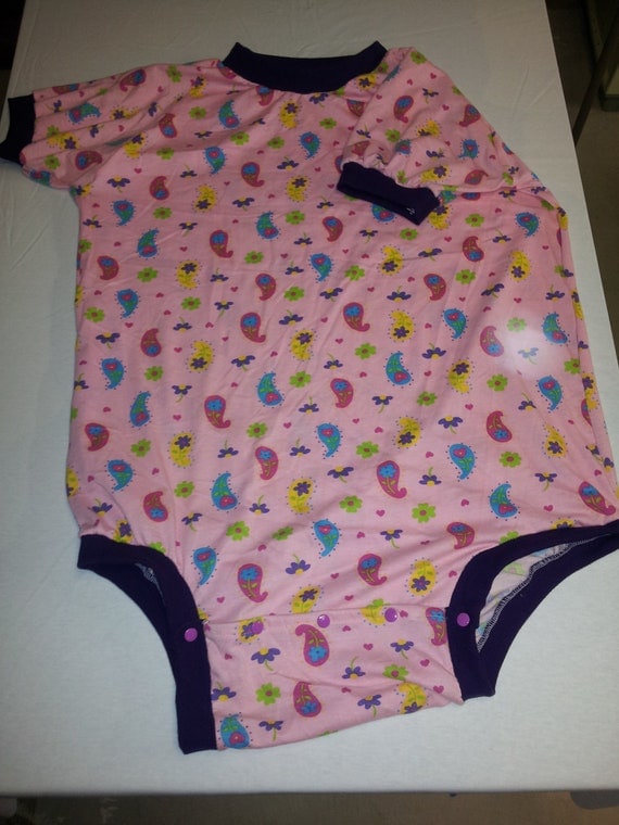 Adult Onesie Pink Floral Size 48 inches by nevergrownup on Etsy