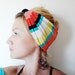 Turban Headband, Aqua, Coral and Yellow Stripe, Turban, Yoga Headband, Boho Fashion