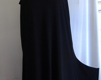 Coco and Juan, Lagenlook, Plus Size Dress, Black, Traveler Knit, Angled Tank, Womens Dress, One Size (fits 1X,2X,3X)
