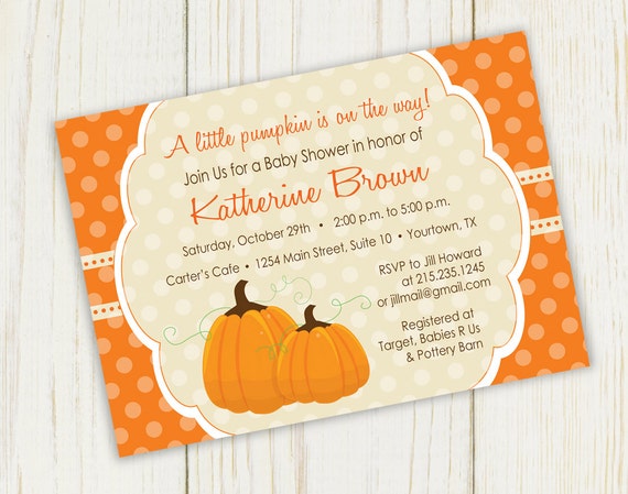 Pumpkin Baby Shower Invitations Etsy 3