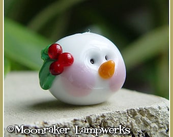 Snow Man Head Winter Holiday Lampwork Bead