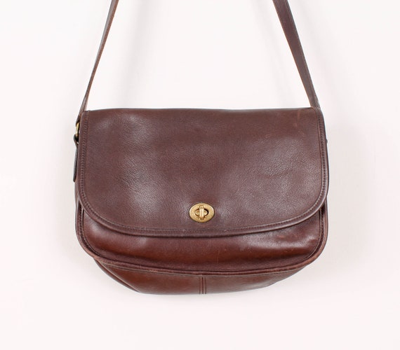 Items similar to Vintage Coach Purse / Dark Brown Leather Cross Body ...