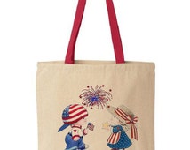 Cotton Canvas Tote Bag - Fourth of July - Gift Bags - Red ...