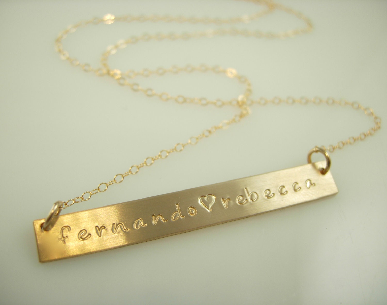 Gold necklace bar with name Clearance