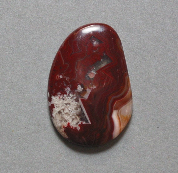 red CRAZY LACE AGATE cabochon 20X30mm freeform designer cab