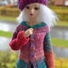 Ragdoll, crochet cardigan and knitted hat for slim MSD sized dolls, knitted from Noro Kureyon yarn, end of the year SALE
