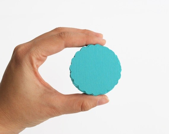 50 scalloped circles (2 inches) Textured Cardstock Die Cut A161 Il_570xn
