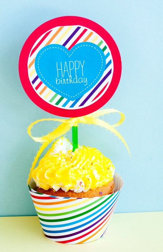 Rainbow Party PRINTABLE Birthday Circles from Love The Day Il_570xn
