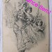 Antique French Christmas / New Year Postcard - Three Young Girls (Clearance Item)