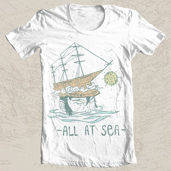 All at Sea Screen Printed Tee Limited Run captain by Crayonblood