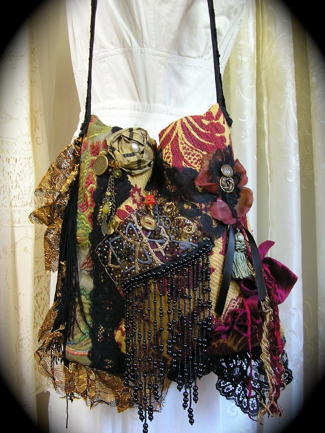 Bohemian Gypsy Bags / handmade heavily embellished / beads