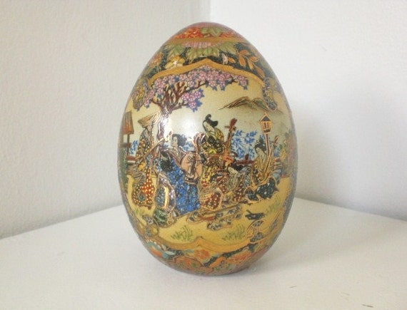 Vintage Japanese Satsuma Porcelain Egg Reproduction