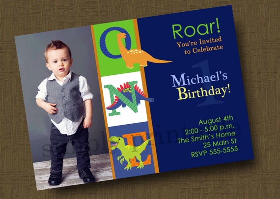 Dinosaur Birthday Party Invitation with Photo Il_570xn