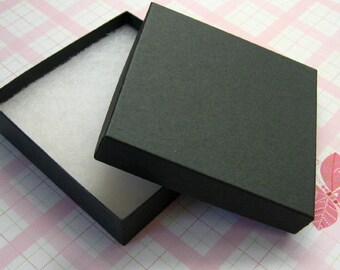 Matte Black Jewelry Boxes Cotton Filled High Quality 3.5 x 3.5 x 7/8 inch - 10 Large