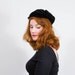 vintage 1970s hat / pageboy cap / Black Velvet