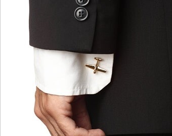 Gift for Him Gold Airplane Cufflinks in 24K Gold Plated – Ideal Gift for Pilot