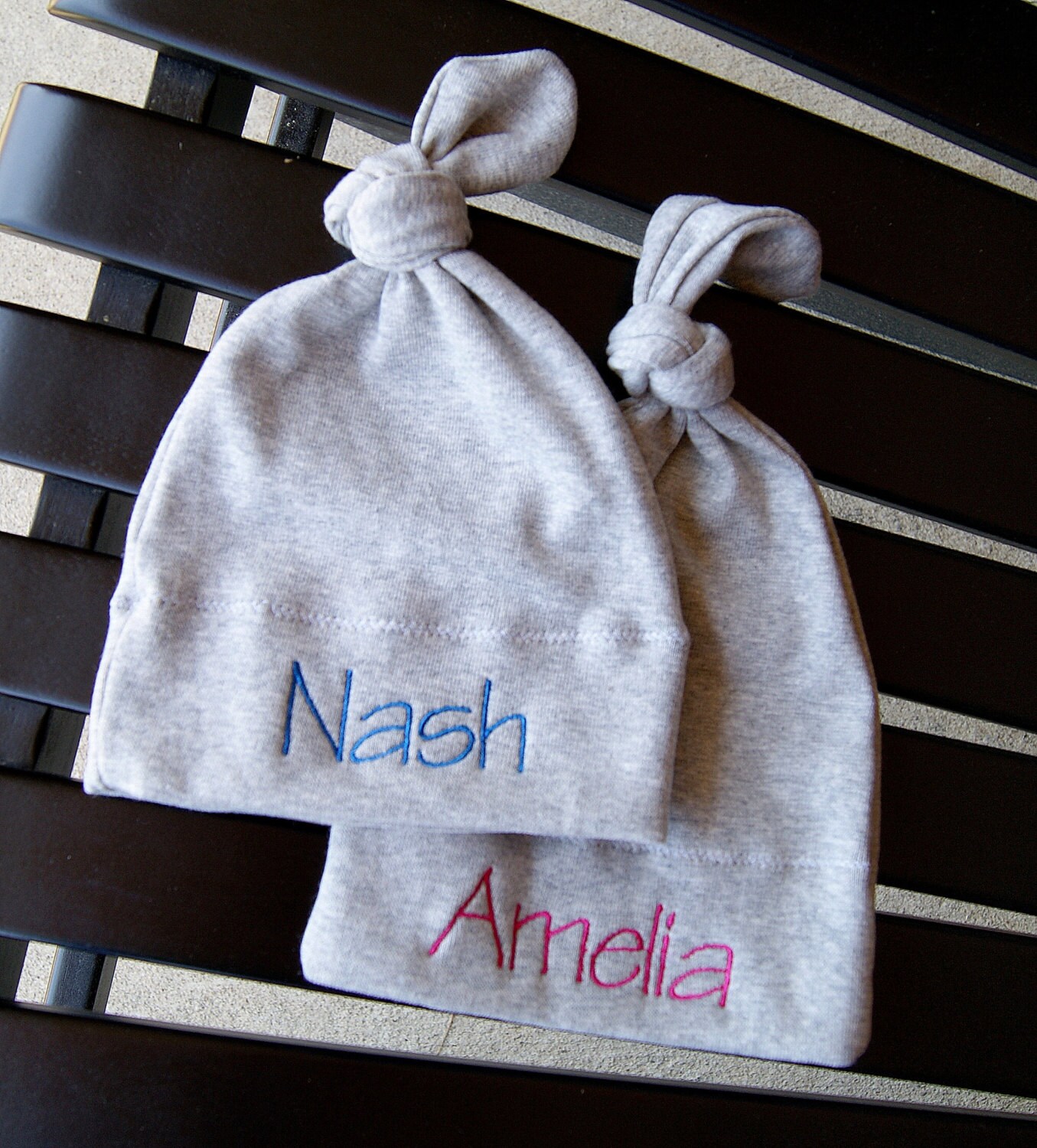 Set of Two Personalized baby hats