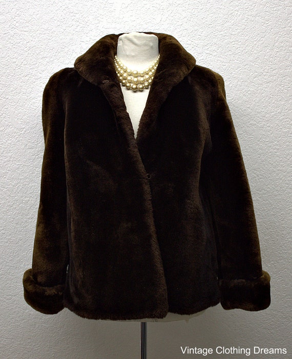 Vintage 40s Coat Faux Fur Lamb Coat by VintageClothingDream