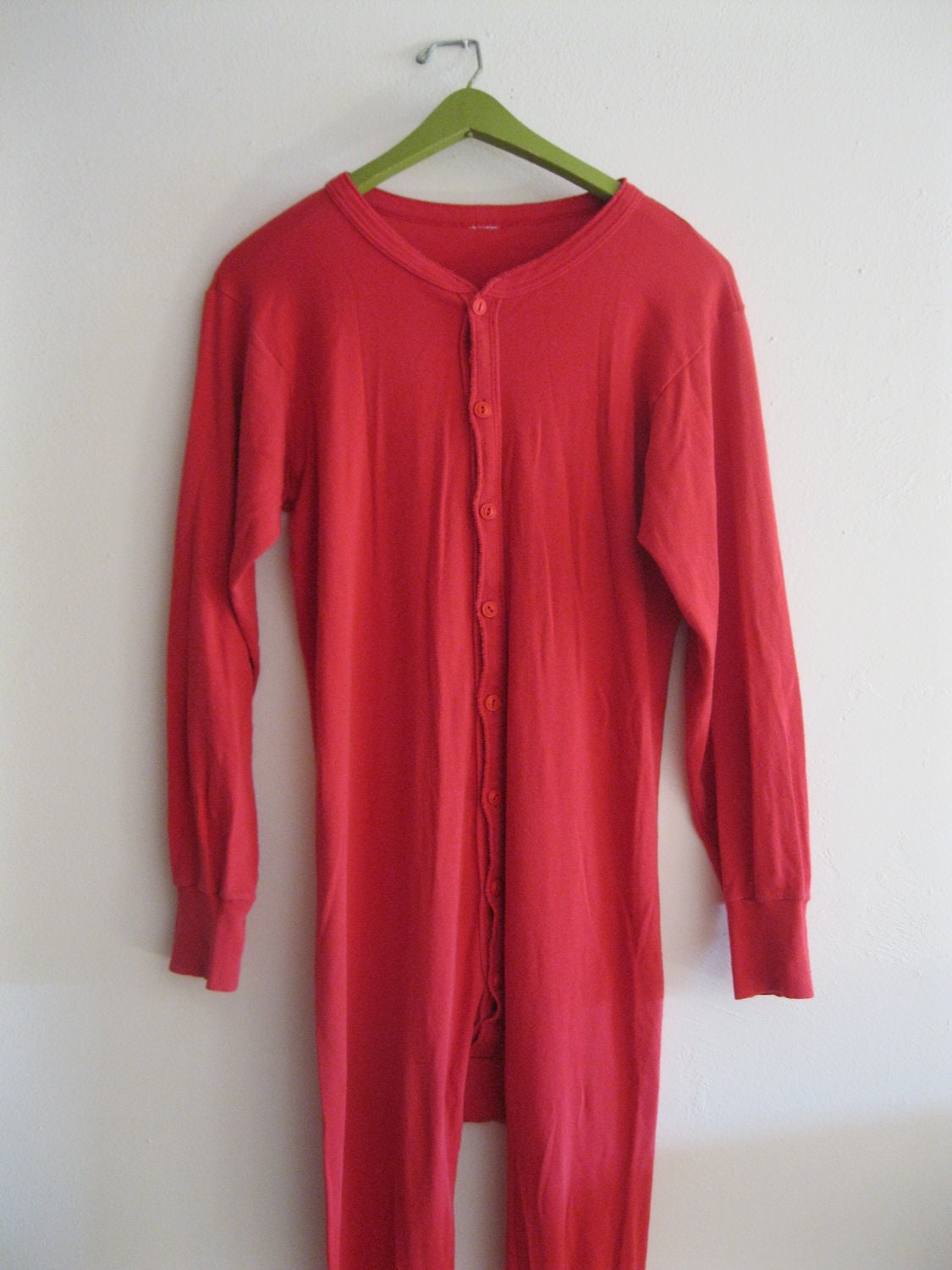 Vintage 60s mens long john underwear with button back flap