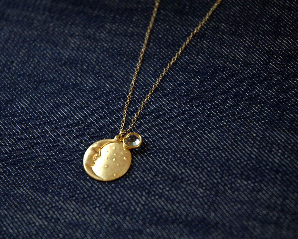moon and the star gold charm necklace celestial necklace