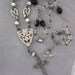 Repurposed Sterling Silver Cross Necklace, Religious Necklace, Rhinestones Art Deco, Rosary Beads, Garnets OOAK Assemblage Jewelry