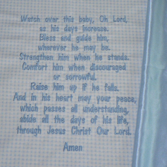 Embroidered Baby Blanket Blessings Prayer for BOYS