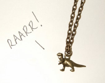 Dinosaur Necklace, Tyrannosaurus Rex, Bronze Dinosaur Charm, Tiny Dinosaur, T Rex Necklace, Small Dinosaur Charm, Palaeontologist Gift