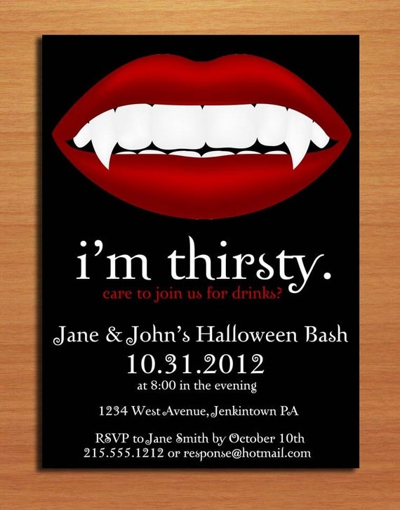 Vampire Halloween Party Customized Printable Invitations 