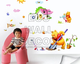 PEEL and STICK Removable Vinyl Wall Sticker Mural Decal Art - Winnie the Pooh Planting Trees